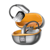 ERAZER XT66PRO AI Translator Wireless Earphones in silver and orange with digital display charging case. Features ASMR and Bluetooth translation.
